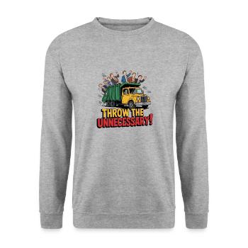 THROW THE UNNECESSARY - Unisex Sweatshirt - salt & pepper - Front - Alina (178cm) & Michal (187cm)