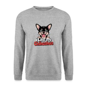 I like my Chihuahua Hundeliebe - Unisex Sweatshirt - salt & pepper - Front - Alina (178cm) & Michal (187cm)