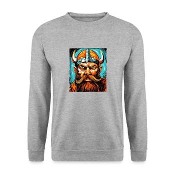 Wikinger Krieger Valhalla Odin - Unisex Pullover - Weißgrau meliert - Vorne - Alina (178cm) & Michal (187cm)