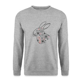 Lapin floral de Pâques Style rétro vintage - Sweat-shirt Unisexe - gris chiné - Devant - Alina (178cm) & Michal (187cm)