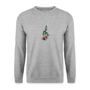 Floral Treble Clef Harmony - Unisex Sweatshirt - salt & pepper - Front - Alina (178cm) & Michal (187cm)