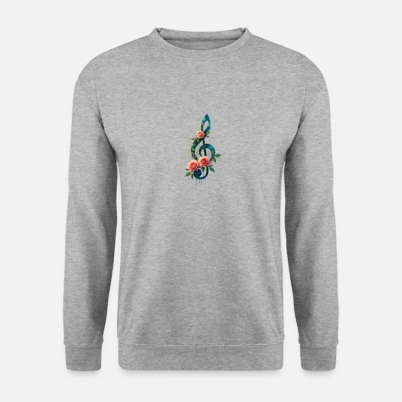 Harmonie florale de la clé de sol - Sweat-shirt Unisexe - gris chiné