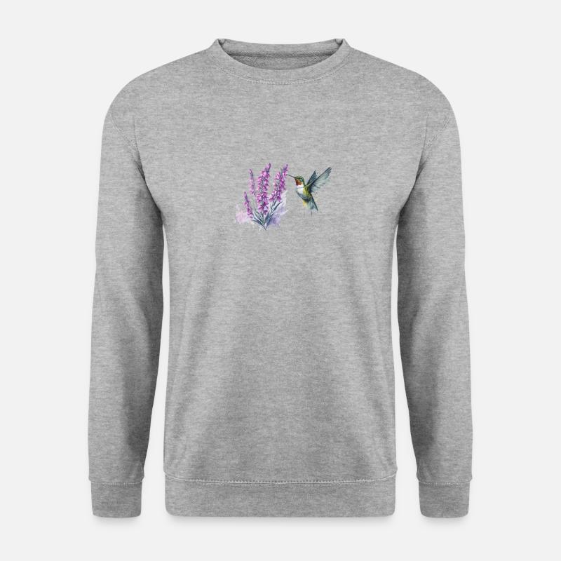 Aquarelle Colibri Nectar de Lavande - Sweat-shirt Unisexe - gris chiné