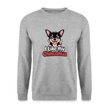 I like my Chihuahua Hundeliebe - Unisex Sweatshirt - salt & pepper - Front - Alina (178cm) & Michal (187cm)
