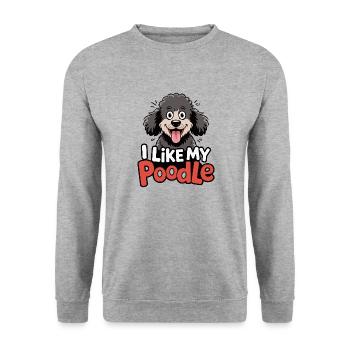 I like my Poodle Hundeliebe - Unisex Sweatshirt - salt & pepper - Front - Alina (178cm) & Michal (187cm)