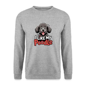I like my Poodle Hundeliebe - Unisex Sweatshirt - salt & pepper - Front - Alina (178cm) & Michal (187cm)