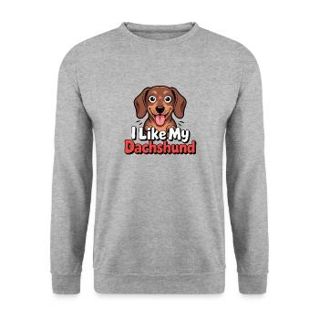 J’aime mon Chien Teckel Love - Sweat-shirt Unisexe - gris chiné - Devant - Alina (178cm) & Michal (187cm)