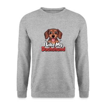 J’aime mon Chien Teckel Love - Sweat-shirt Unisexe - gris chiné - Devant - Alina (178cm) & Michal (187cm)