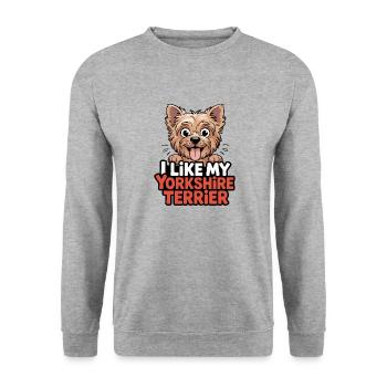 J’aime mon Yorkshire Terrier Hundeliebe - Sweat-shirt Unisexe - gris chiné - Devant - Alina (178cm) & Michal (187cm)