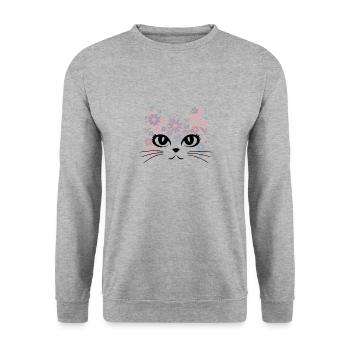 Délice de chat fleuri pour fleur et - Sweat-shirt Unisexe - gris chiné - Devant - Alina (178cm) & Michal (187cm)