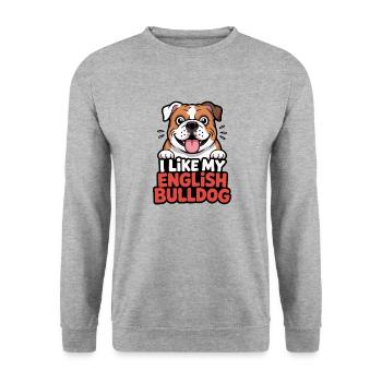I like my English Bulldog Hundeliebe - Unisex Pullover - Weißgrau meliert - Vorne - Alina (178cm) & Michal (187cm)