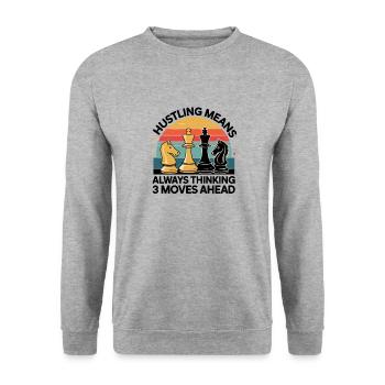 Schach Strategie: Immer Drei Züge Voraus Denken - Unisex Pullover - Weißgrau meliert - Vorne - Alina (178cm) & Michal (187cm)