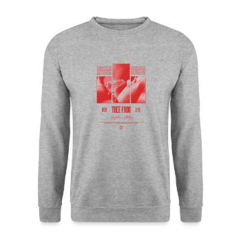 Rotäugiger Laubfrosch Regenwald Amphibie - Unisex Pullover - Weißgrau meliert - Vorne - Alina (178cm) & Michal (187cm)