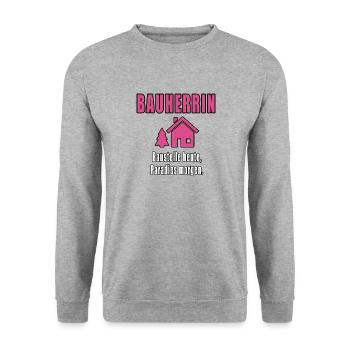 Bauherrin Königin Der Baustelle Baustelle Heute - Unisex Pullover - Weißgrau meliert - Vorne - Alina (178cm) & Michal (187cm)