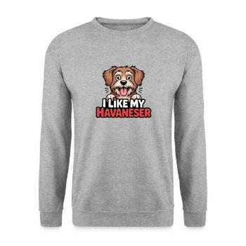 J’aime mon amour de chien bichon havanais - Sweat-shirt Unisexe - gris chiné - Devant - Alina (178cm) & Michal (187cm)