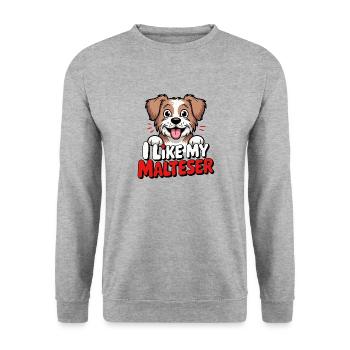 I like my Malteser Hundeliebe - Unisex Sweatshirt - salt & pepper - Front - Alina (178cm) & Michal (187cm)