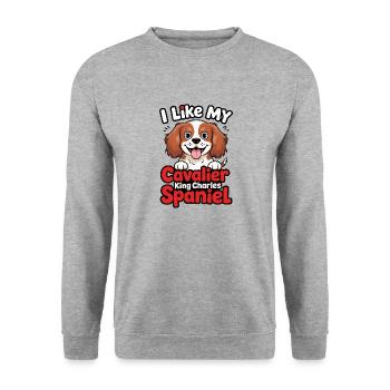 J’aime mon Cavalier King Charles Spaniel Dog Love - Sweat-shirt Unisexe - gris chiné - Devant - Alina (178cm) & Michal (187cm)
