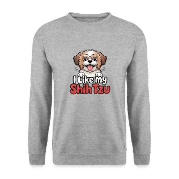 I like my Shih Tzu Dog Love - Unisex Sweatshirt - salt & pepper - Front - Alina (178cm) & Michal (187cm)