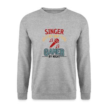 Chanteur Gamer Dicton Design - Sweat-shirt Unisexe - gris chiné - Devant - Alina (178cm) & Michal (187cm)