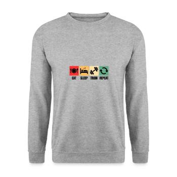 Musculation, Dicton, Sports, Fitness Motif - Sweat-shirt Unisexe - gris chiné - Devant - Alina (178cm) & Michal (187cm)