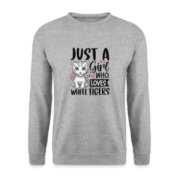 Just a Girl Who Loves White Tigers - Unisex Sweatshirt - salt & pepper - Front - Alina (178cm) & Michal (187cm)