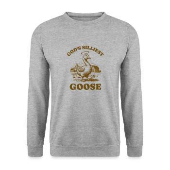 Gottes dümmste Gans Tierliebhaber urkomischer Vogel - Unisex Pullover - Weißgrau meliert - Vorne - Alina (178cm) & Michal (187cm)