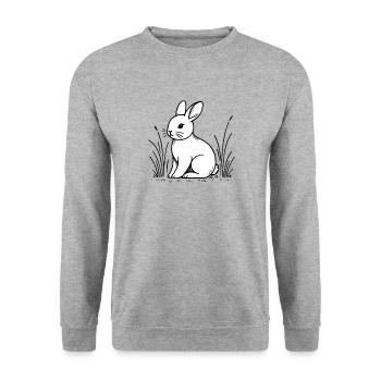 Lapin de Pâques Rétro Vintage Cottagecore - Sweat-shirt Unisexe - gris chiné - Devant - Alina (178cm) & Michal (187cm)