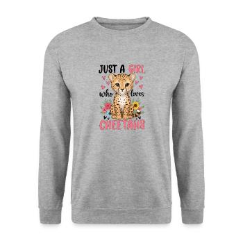 Juste une fille qui aime les guépards - Sweat-shirt Unisexe - gris chiné - Devant - Alina (178cm) & Michal (187cm)