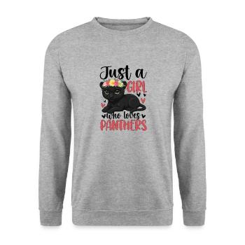 Just a Girl Who Loves Panthers - Unisex Pullover - Weißgrau meliert - Vorne - Alina (178cm) & Michal (187cm)