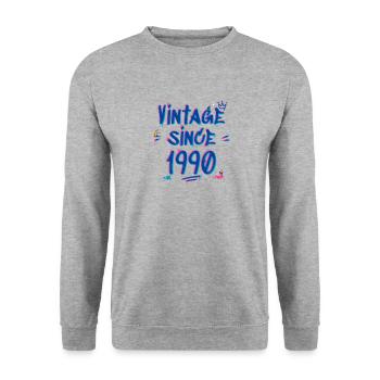 Vintage Since 1990 Graffiti Glitch Retro Hip-Hop - Unisex Sweatshirt - salt & pepper - Front - Alina (178cm) & Michal (187cm)