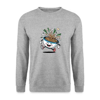 Ramen Design Bol à Ramen Drôle - Sweat-shirt Unisexe - gris chiné - Devant - Alina (178cm) & Michal (187cm)