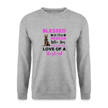 Drôle de dicton de berger allemand - Sweat-shirt Unisexe - gris chiné - Devant - Alina (178cm) & Michal (187cm)