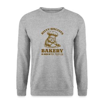 Kitty Biscuits Bakery We Knead Em You Need Em - Unisex Sweatshirt - salt & pepper - Front - Alina (178cm) & Michal (187cm)