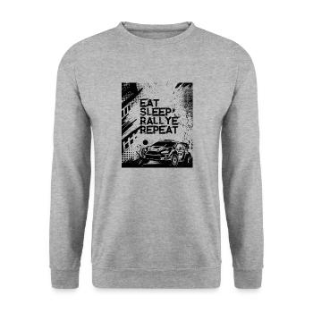 EAT SLEEP RALLYE REPEAT - Unisex Pullover - Weißgrau meliert - Vorne - Alina (178cm) & Michal (187cm)