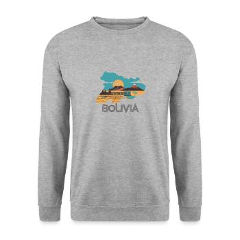 Discover the beauty of Bolivia in - Unisex Sweatshirt - salt & pepper - Front - Alina (178cm) & Michal (187cm)