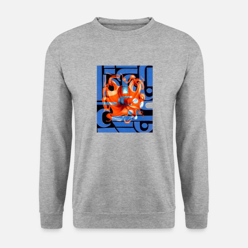 Creativ Pieuvre Bleu Océan Orange Art abstrait - Sweat-shirt Unisexe - gris chiné