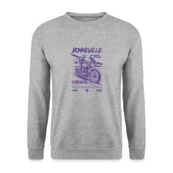 Bonneville Salt Flats Motorcycle Vintage Biker - Unisex Sweatshirt - salt & pepper - Front - Alina (178cm) & Michal (187cm)