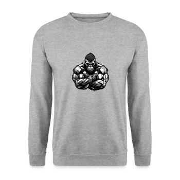 Musculation Gorilla Muscles Musculation - Sweat-shirt Unisexe - gris chiné - Devant - Alina (178cm) & Michal (187cm)