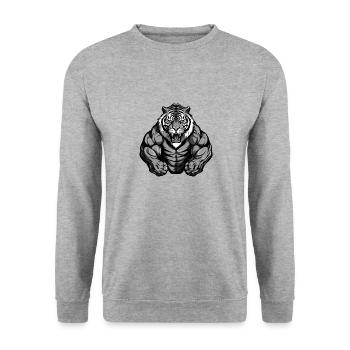 Gymnase d’entraînement Tiger Muscles - Sweat-shirt Unisexe - gris chiné - Devant - Alina (178cm) & Michal (187cm)