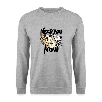 Dicton de chat avec des cœurs - Sweat-shirt Unisexe - gris chiné - Devant - Alina (178cm) & Michal (187cm)