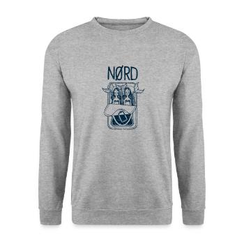 Nord - Meerjungfrauen in Sardinen Dose - Unisex Pullover - Weißgrau meliert - Vorne - Alina (178cm) & Michal (187cm)