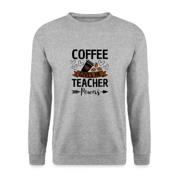 Lustiger Lehrer Spruch mit Kaffee - Unisex Pullover - Weißgrau meliert - Vorne - Alina (178cm) & Michal (187cm)