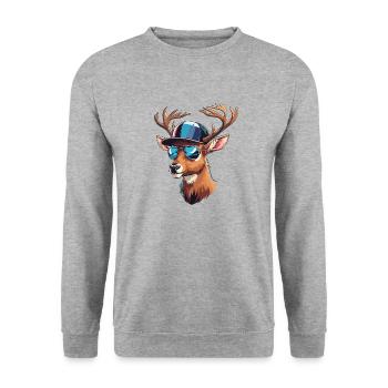 Cool cerf cerf tête chasseur chasse forêt sauvage - Sweat-shirt Unisexe - gris chiné - Devant - Alina (178cm) & Michal (187cm)
