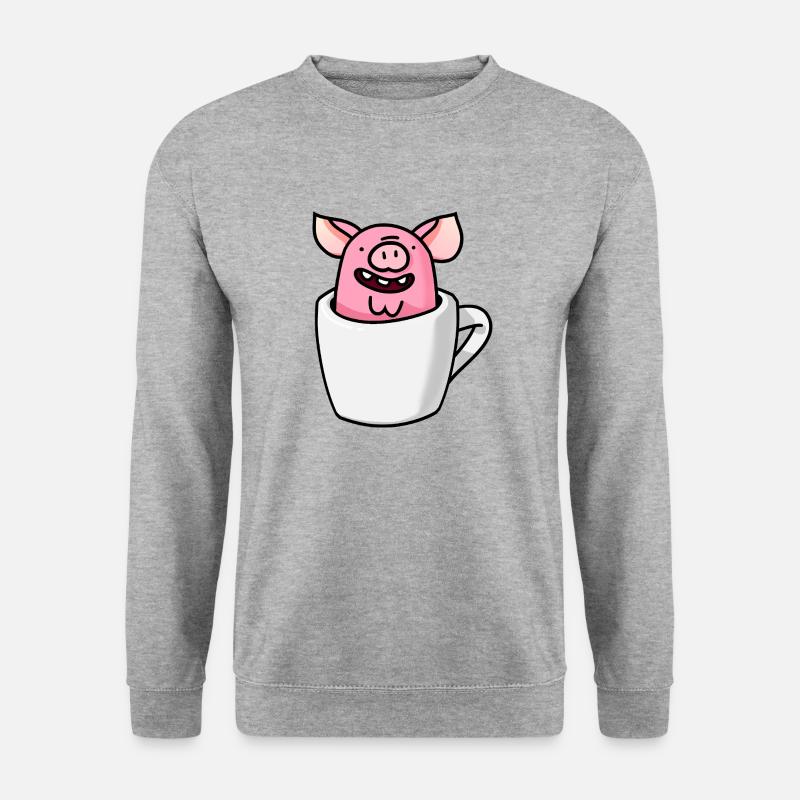 Tassenschwein - Unisex Pullover - Weißgrau meliert