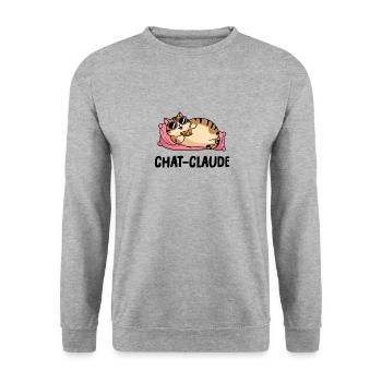 chat-claude - Sweat-shirt Unisexe - gris chiné - Devant - Alina (178cm) & Michal (187cm)