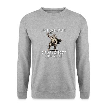 Hammersbald – Nordischer Gott der Ungeduld - Unisex Pullover - Weißgrau meliert - Vorne - Alina (178cm) & Michal (187cm)