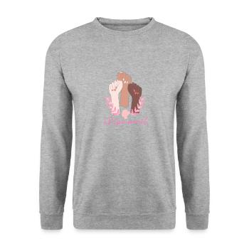 Empowerment - Feminism Girl Power Fists - Unisex Sweatshirt - salt & pepper - Front - Alina (178cm) & Michal (187cm)