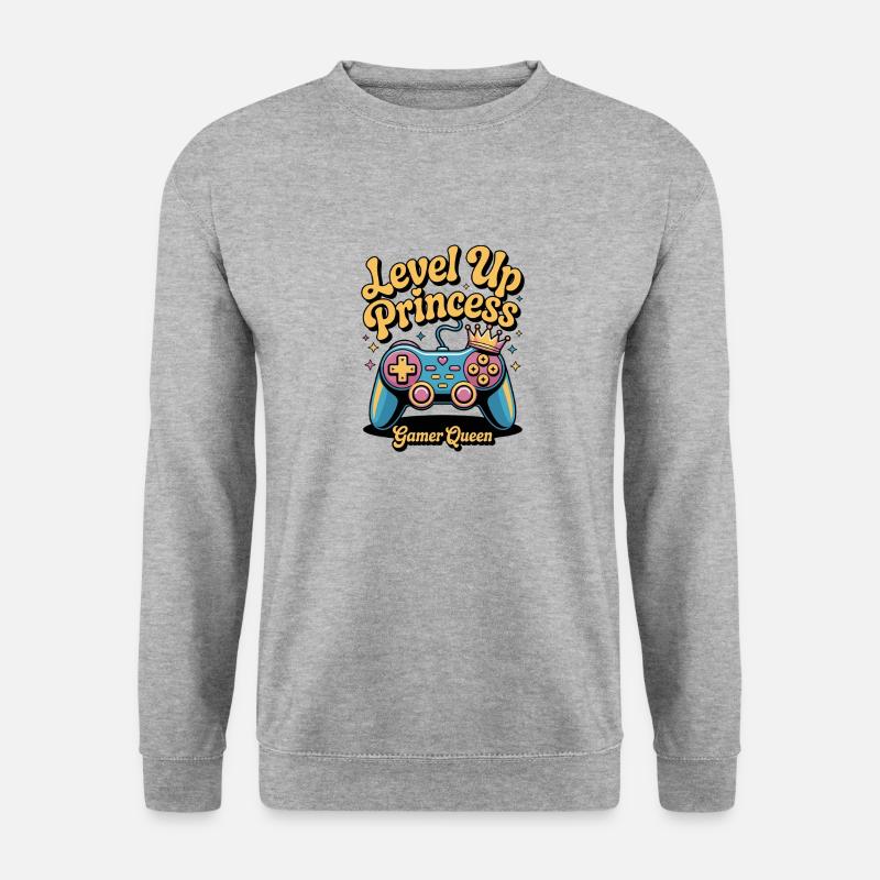 level Up Princess Queen - Unisex Pullover - Weißgrau meliert