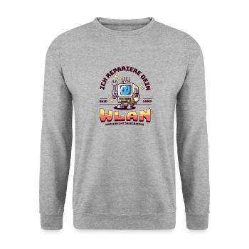 Je répare votre Wi-Fi - Sweat-shirt Unisexe - gris chiné - Devant - Alina (178cm) & Michal (187cm)