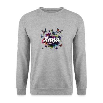 Anna Annabell Gifts for Anna's Birthday - Unisex Sweatshirt - salt & pepper - Front - Alina (178cm) & Michal (187cm)